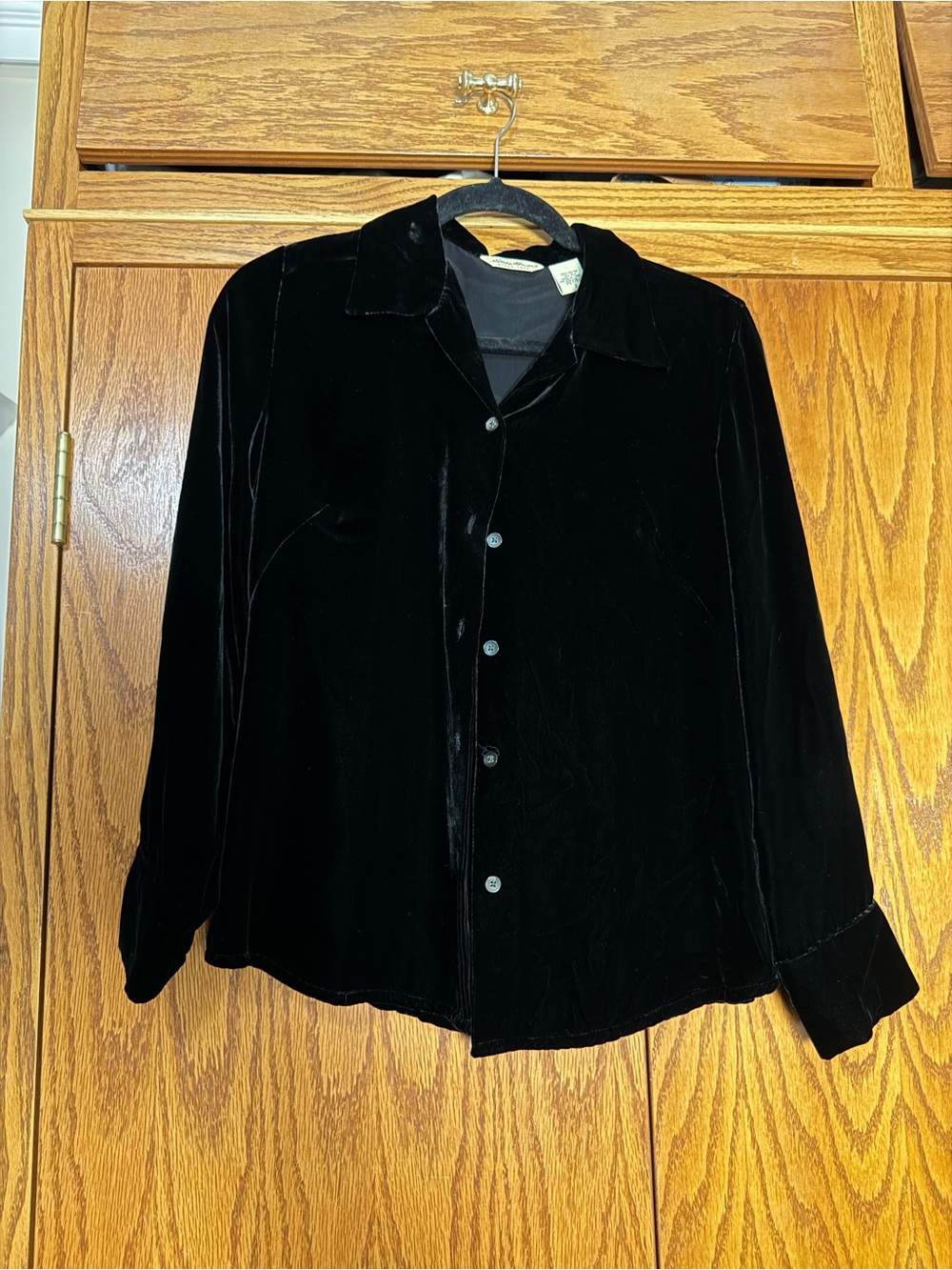 Eddie Bauer Black Velvet Button-Down Shirt